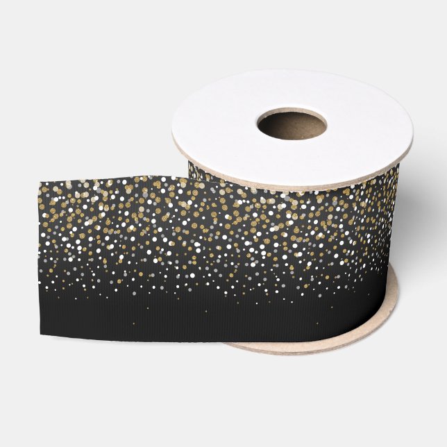 Lazo De Tela Gruesa Bonito Girly Gold Purpurinas Dots Ilustracion (Carrete)