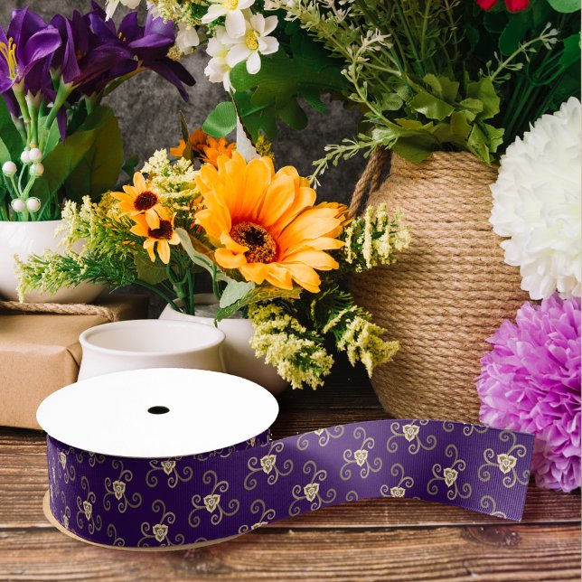 Lazo De Tela Gruesa Bonito Purple Taupe Floral Print Floral Elegante F (Subido por el creador)