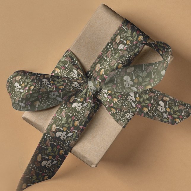 Lazo De Tela Gruesa Bosque de setas de madera rústica (Rustic Woodland Watercolor Woodsy Mushroom Forest Grosgrain Ribbon)
