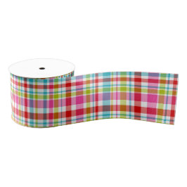 Lazo De Tela Gruesa Bright Rainbow Plaid Checkered Pattern
