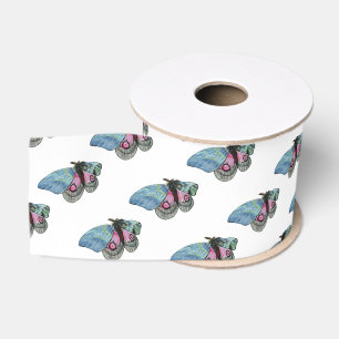 Lazo De Tela Gruesa Butterflies Blue Pink Digital Art