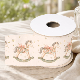 Lazo De Tela Gruesa Caballo de balancín de Navidad en acuarela