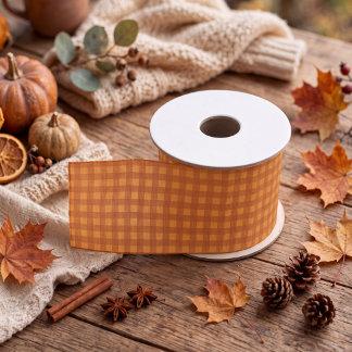 Lazo De Tela Gruesa Calabaza Clásica de Otoño Gingham Cuadros