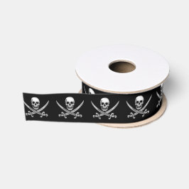 Lazo De Tela Gruesa Calavera Pirata y Huesos Cruzados de Espada