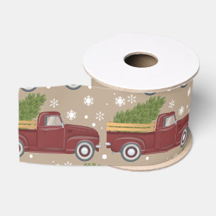 Lazo De Tela Gruesa Camioneta Roja Vintage Árbol de Navidad Fiesta Ret