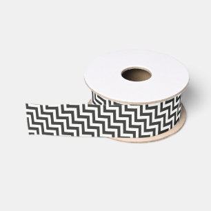 Lazo De Tela Gruesa Chevron blanco negro
