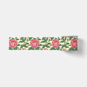 Lazo De Tela Gruesa Chinoisería floral rosa, verde y amarillo
