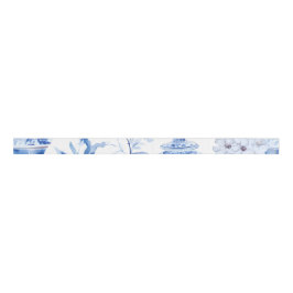 Lazo De Tela Gruesa Chinoiserie Blue Grosgrain Ribbon