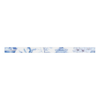Lazo De Tela Gruesa Chinoiserie Blue Grosgrain Ribbon