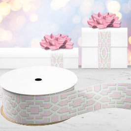 Lazo De Tela Gruesa Chippendale Fret en Rosa y Verde