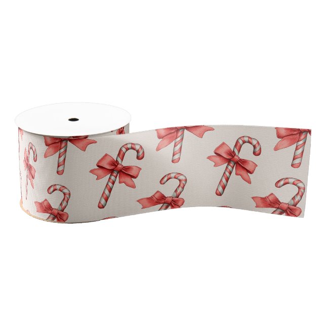 Lazo De Tela Gruesa Christmas Candy Canes (Carrete)