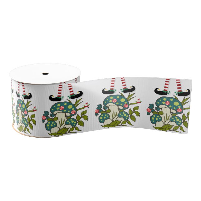 Lazo De Tela Gruesa Christmas Decorative Ribbon, Elf Mushroom  (Carrete)