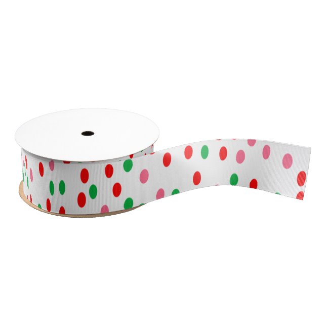 Lazo De Tela Gruesa Christmas Polka Dots (Carrete)