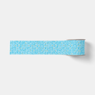 Lazo De Tela Gruesa Cielo Suave Azul y Blanco Patrón Floral Acuarela D