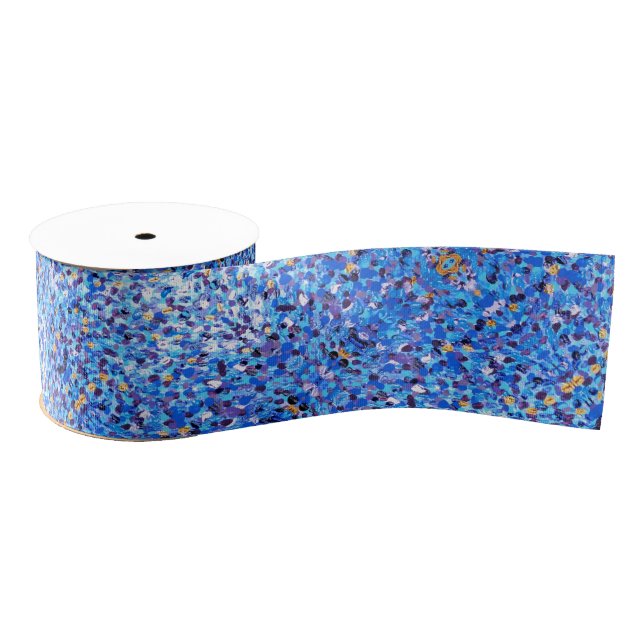 Lazo De Tela Gruesa Cinta azul y dorada 049 (Carrete)