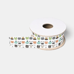 Lazo De Tela Gruesa Cinta de 1,5" de ancho - Caras de animales
