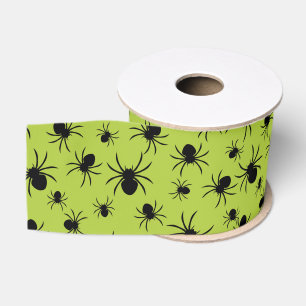 Lazo De Tela Gruesa Cinta de arañas, Cinta de Halloween de araña verde