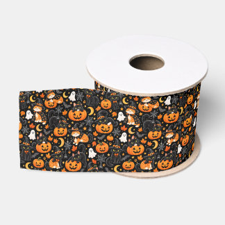 Lazo De Tela Gruesa Cinta de gato de Halloween, calabaza espeluznante