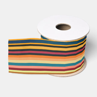 Lazo De Tela Gruesa Cinta de Grosgrain a Rayas Retro Multicolor Vintag