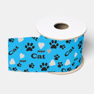 Lazo De Tela Gruesa Cinta de grosgrain con huellas de gato
