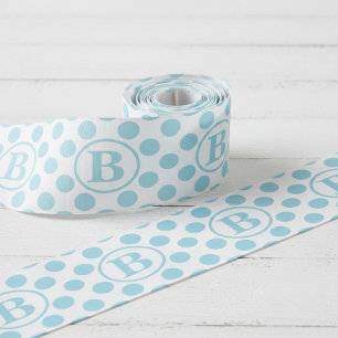 Lazo De Tela Gruesa Cinta de Grosgrain de Bebé Azul de Lunares para Be