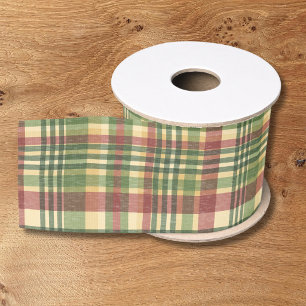 Lazo De Tela Gruesa Cinta de Grosgrain de Plaid Navideño Encantador En