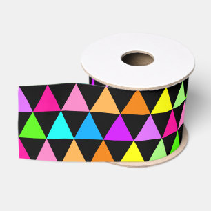 Lazo De Tela Gruesa Cinta de Grosgrain de Triángulos Colores Neón Bril