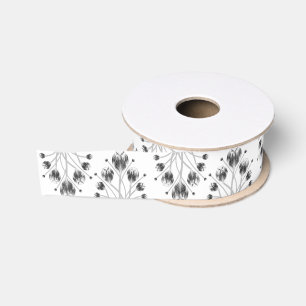 Lazo De Tela Gruesa Cinta de Grosgrain HS Owlsprey Tulipán Blanco y Ne