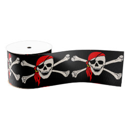 Lazo De Tela Gruesa Cinta de Grosgrain Skull y Crossbone