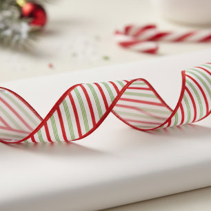 Lazo De Tela Gruesa Cinta de Navidad de 3,8 cm con rayas de caramelo r