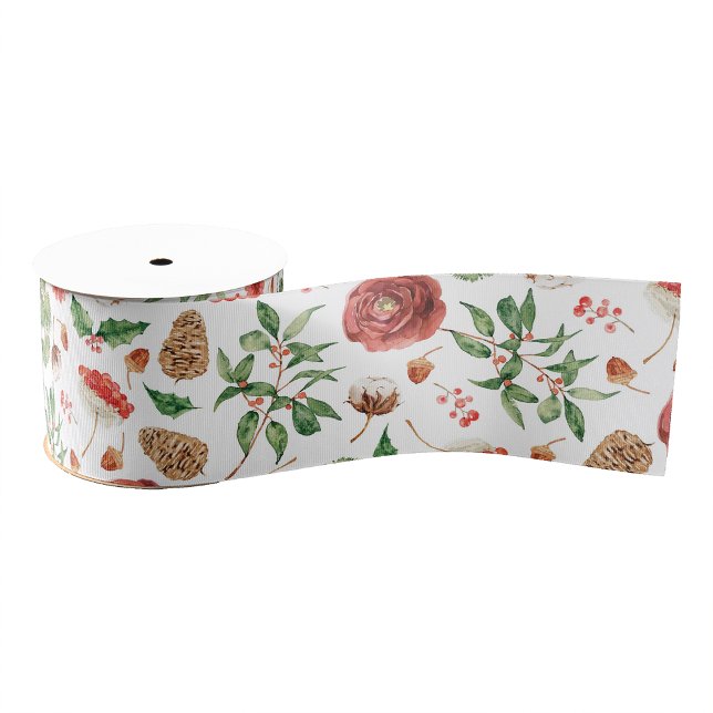 Lazo De Tela Gruesa Cinta de Navidades botánicos (Botanical Christmas Ribbon
)
