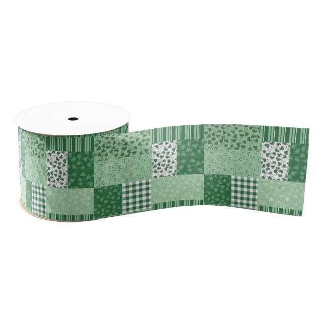 Lazo De Tela Gruesa Cinta de patchwork de moda Green Shamrock Faux Pat (Carrete)