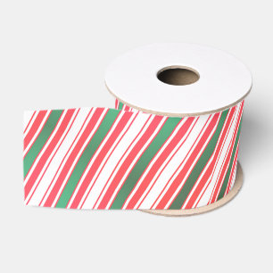 Lazo De Tela Gruesa Cinta de rayas clásicas de Navidad verde rojo blan