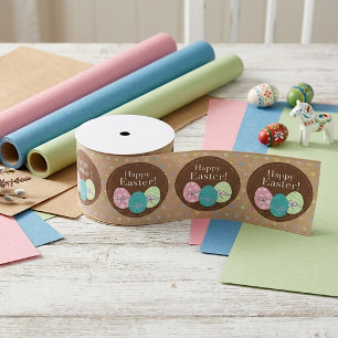 Lazo De Tela Gruesa Cinta de regalo de Pascua feliz con lunares