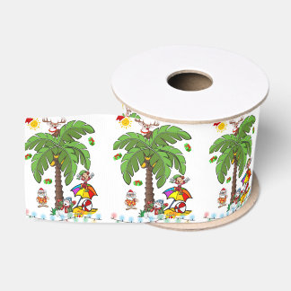 Lazo De Tela Gruesa Cinta decorativa de Navidad, Santa Claus Beach Bum