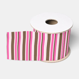 Lazo De Tela Gruesa Cinta decorativa marrón y rosa a rayas