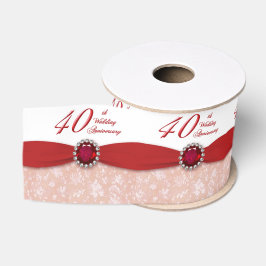 Lazo De Tela Gruesa Cinta del aniversario de boda del damasco 40.o