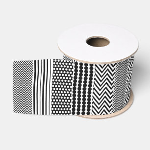 Lazo De Tela Gruesa Cinta - Diseños de patrones mixtos negros y blanco