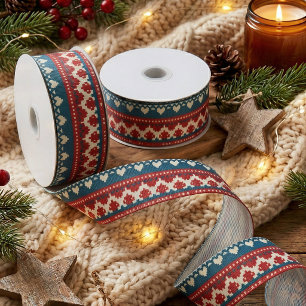 Lazo De Tela Gruesa Cinta festiva de estilo Fair Isle escandinavo