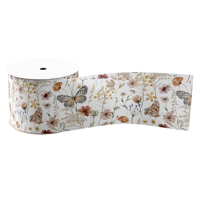 Lazo De Tela Gruesa Cinta Floral Boho (Boho Wildflowers Butterflies Floral Gift Wrapping Ribbon by Painted Paperie
)