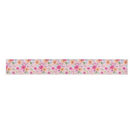 Lazo De Tela Gruesa Cinta Floral Rosa Jardín con Mariposas