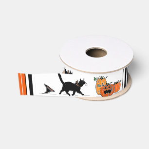 Lazo De Tela Gruesa Cinta fresca de Halloween del gato