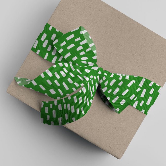 Lazo De Tela Gruesa Cinta Grosgrain de chapa verde brillante (Bright green dashing dots ribbon.)