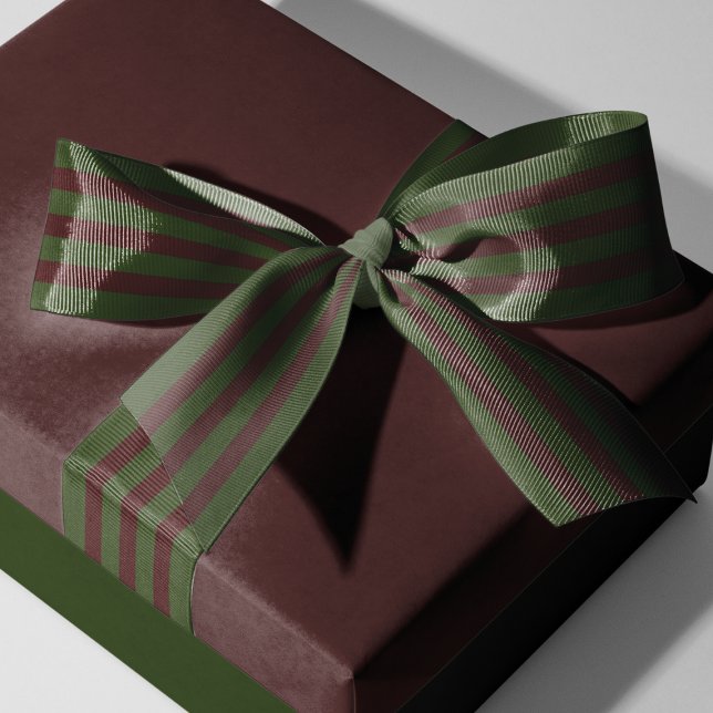 Lazo De Tela Gruesa Cinta Grosgrain de rayas verdes rojas festivas (Festive Red Green Striped Grosgrain Ribbon)