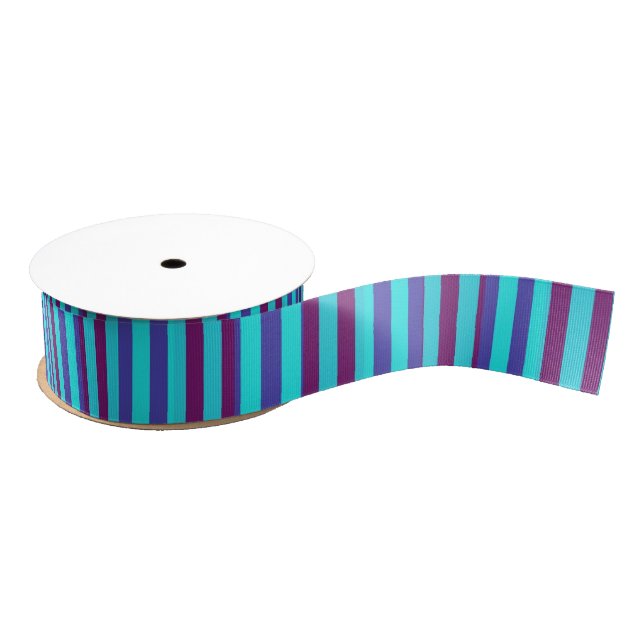 Lazo De Tela Gruesa Cinta grosgrain rayada: Rayas azules, rosadas, (Carrete)