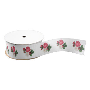 Lazo De Tela Gruesa Cinta grosgrain rosada y blanca 1,5" de los rosas