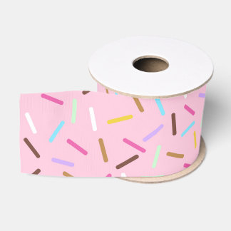 Lazo De Tela Gruesa Cinta Impresa de Purpurina de Donut Rosa