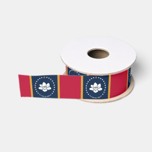 Lazo De Tela Gruesa Cinta Patriótica con Bandera de Mississippi, EE. U
