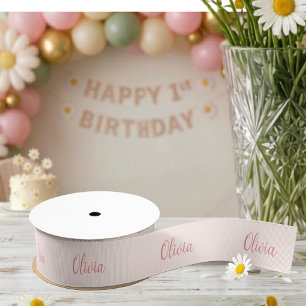 Lazo De Tela Gruesa Cinta personalizada de nombre de cumpleaños en esc