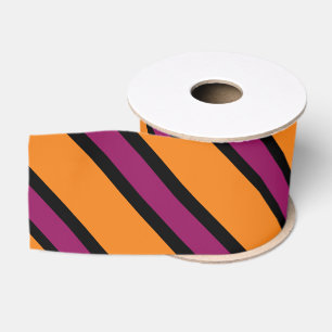 Lazo De Tela Gruesa Cinta rayada de naranja, morado y negro de Hallowe